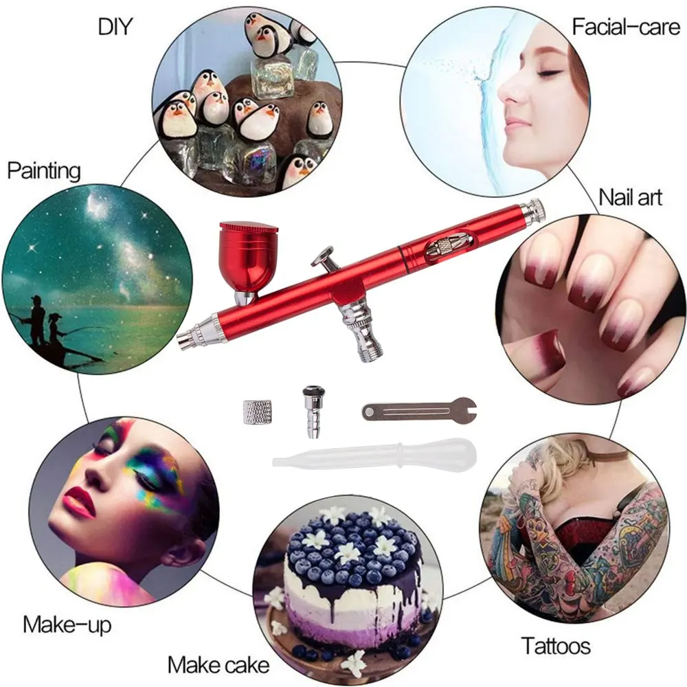 

0.3 Nozzles Airbrush with 11Pcs Set Cleaning Spray Gun Accessories Cake Decorating Brushes for Manicure Air Brush Poratble