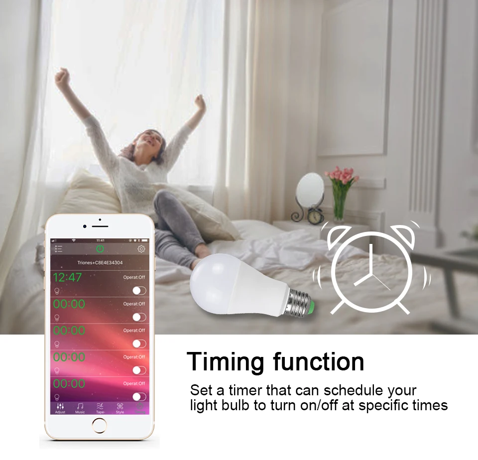15W AC85-265V Dimmable B22 E27 LED Bulb Bluetooth Smart Magic LED Lamp (9)