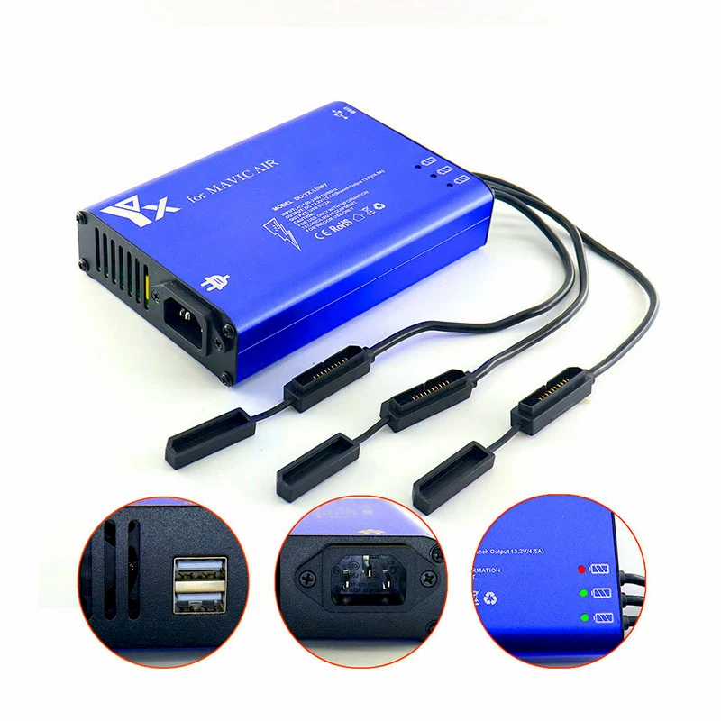 5 in 1 Car Charger 3 Way Battery Charging & 2 USB Port Remote Control phone Tablet Charge For DJI mavic air Drone Accessories 1 (3)