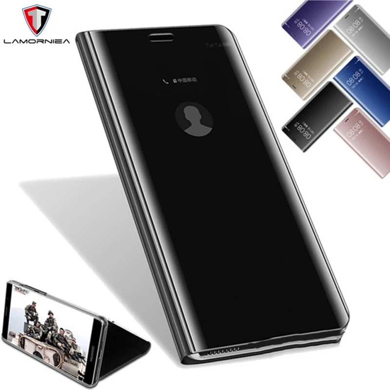 

Lamorniea Mirror Clear Flip For Samsung Galaxy A8 2018 Case S9 S8 Plus Note 9 Luxury Stand Cover For Samsung A3 A5 A7 2017 Case