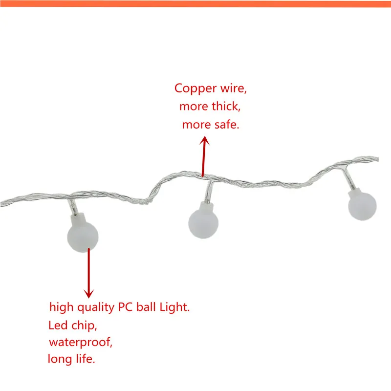 10 м 100 светодиодный s 220 в наружный светильник ing светодиодный шар струнная лампа прозрачный провод Рождественский светильник Сказочный Свадебный садовый подвесной светильник