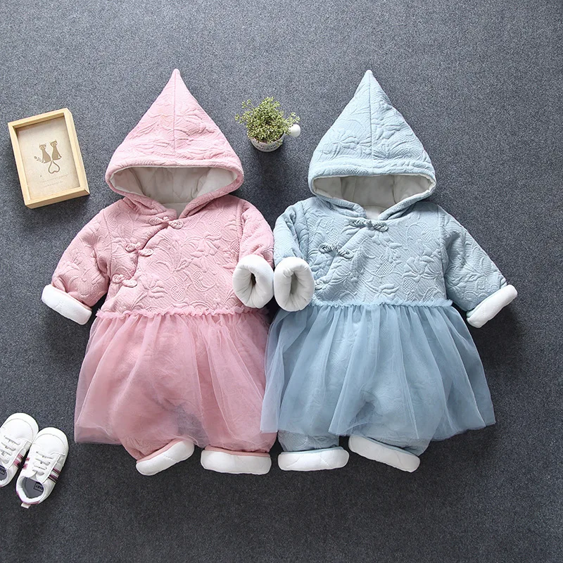 

Winter romper girl Baby Clothes Winter Thickening Newborn Increase Cotton In National Customs Ha. Male Baby Go Out Dress