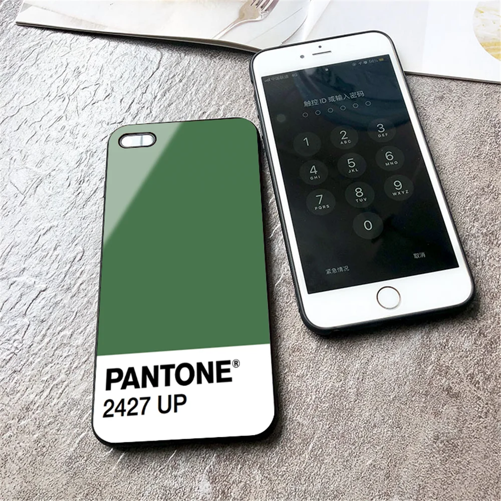 Роскошное популярное закаленное стекло чехол для телефона для iphone 6 6S 7 8 Plus 5 5S SE X XR XS MAX новейшая цветная карта Pantone