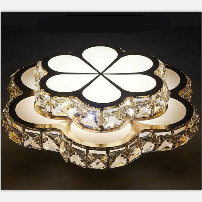 Flores LED Luces de techo lámpara de techo de cristal oro pasillo Lámparas lustre acrílico luminaria para dormitorio luz iluminacion