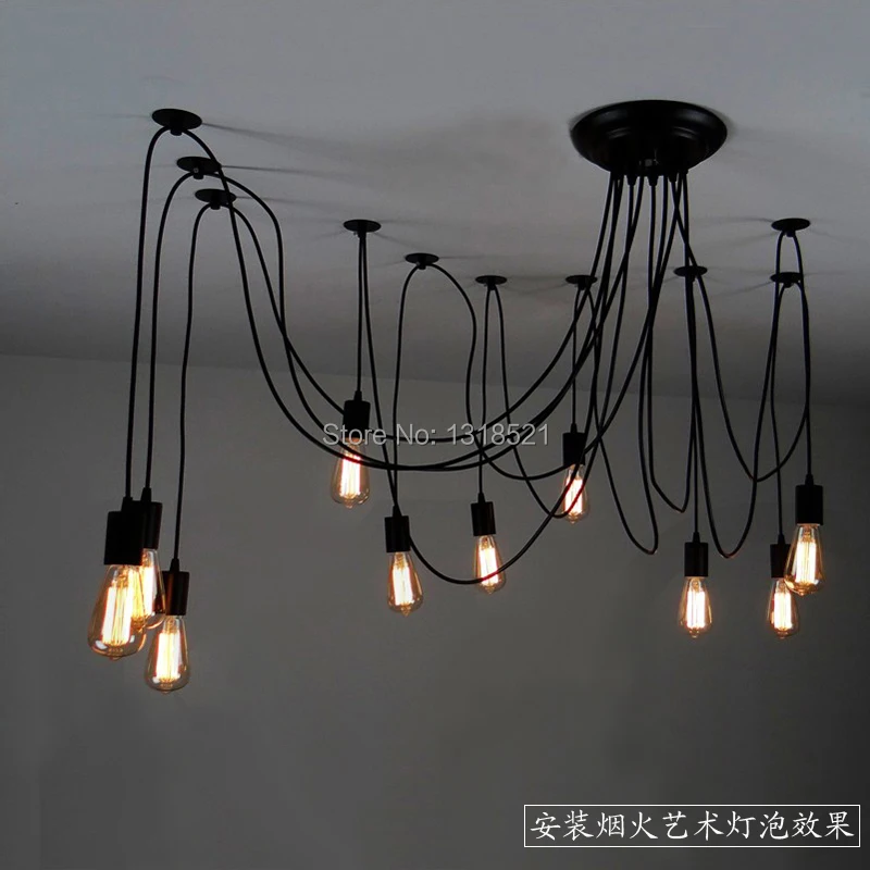 10 Arm Edison Chandelier Different Holders Filament Pendant Lamps Vintage Lamp Free Shipping