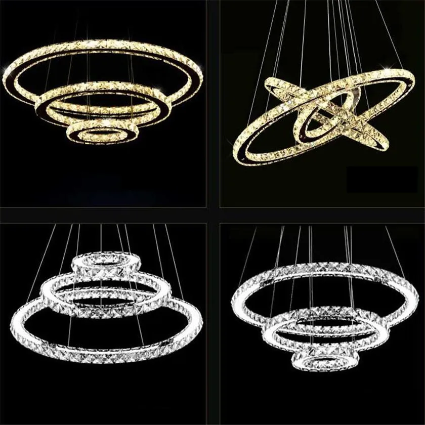 

Lustre Led Crystal Chandelier Lighting Rings Light Luminaira for Pendant Lamparas Colgantes Abajur Modern Ceiling Fixtures lamps