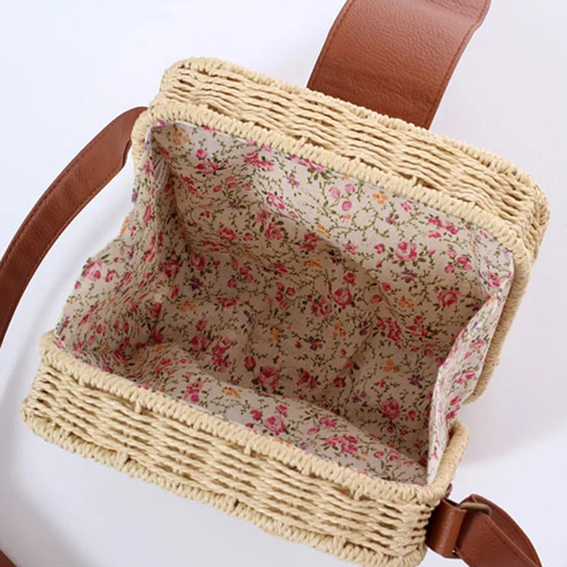 Women Shoulder Bags Casual Straw Candy Color Square Beach Bag Small Single-Shoulder Bags Fashion Designer Handbag Bolsasd SS0289 (21)
