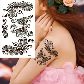 

1pcs Women Temporary India Henna Tattoo Butterfly Sticker Body Art Tatuagem Temporaria
