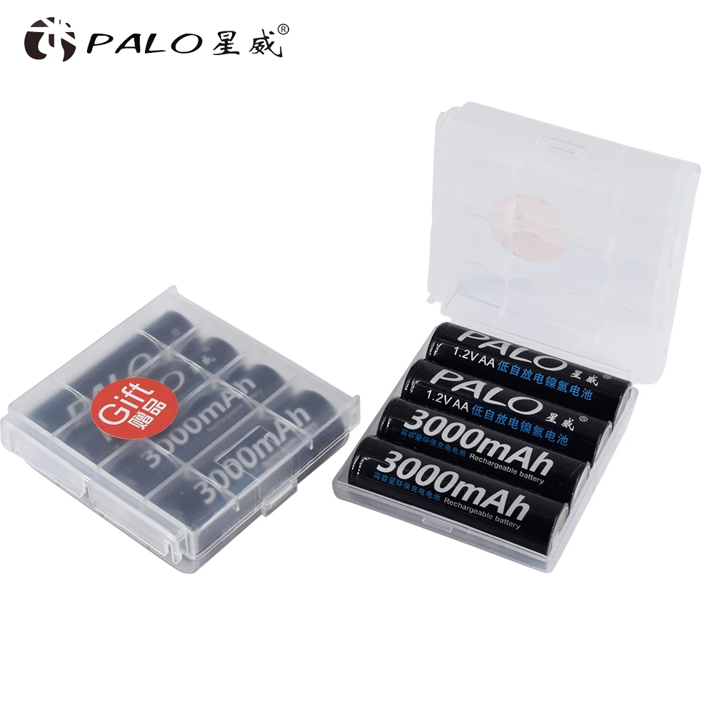 PALO 8pcs AA rechargeable battery 1.2V 3000mAh Ni-MH AA battery for camera toy+LCD smart battery charger for AA AAA SC C D size