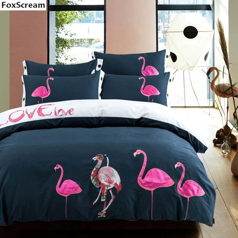 flamingo bedding set queen size pink flamingo embroidered flamingo bedding set queen size pink flamingo embroidered