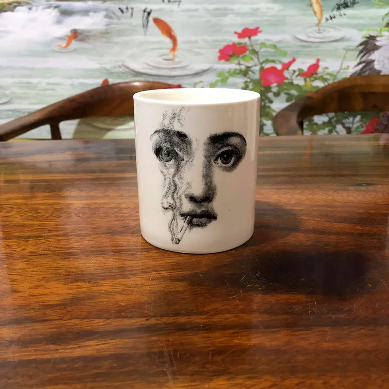 Подсвечник Fornasetti, банка для свечей Lina, банка для хранения лица, керамическая банка для украшения дома, контейнер для ручек, держатель для ручек Fornasetti, банка - Цвет: D