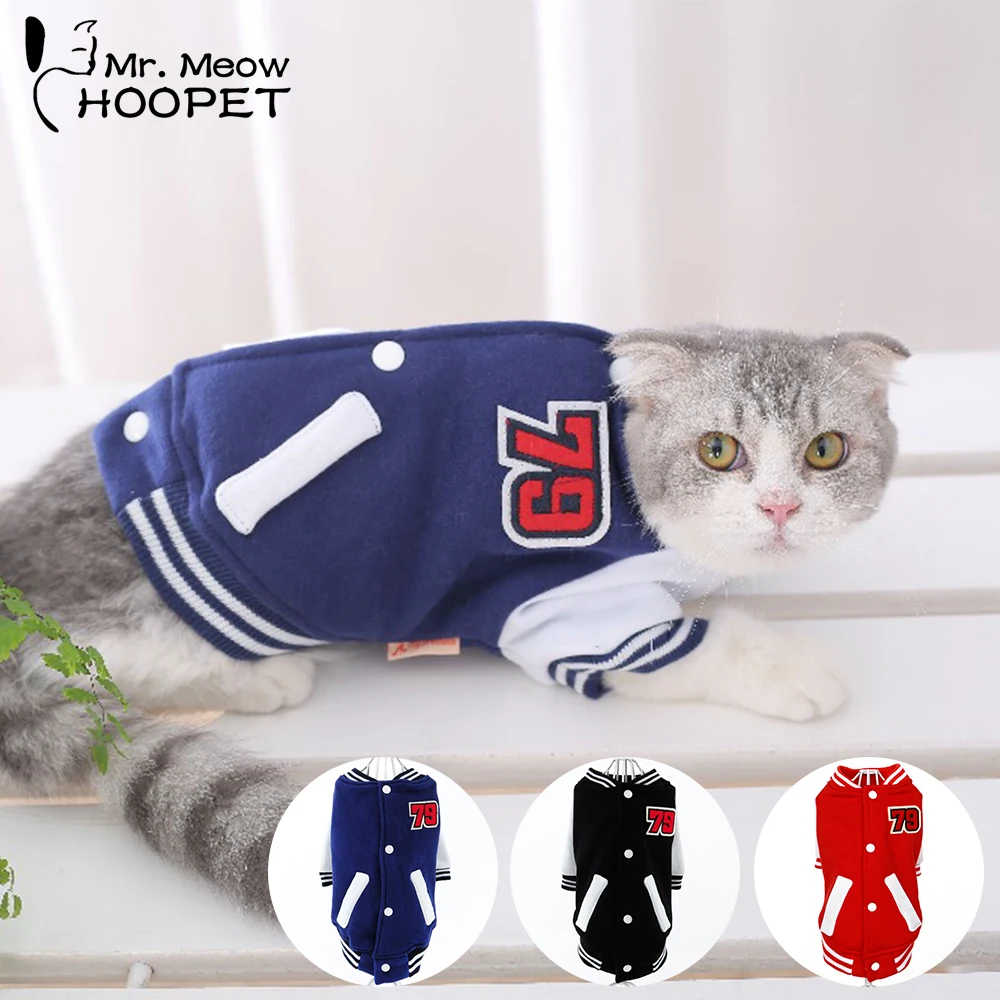 Hoopet Pet Cat Clothes Dog Baseball Uniform Hoodie Clothes for Cats