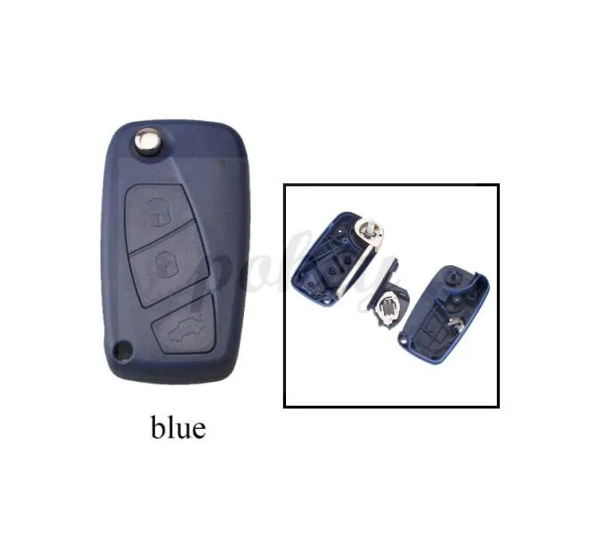 

For Fiat 3 BUTTONS Car Folding Key Shell Remote SIP22 Key Case Flip Punto Grande Bravo BLUE