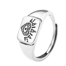 Тайское серебряное кольцо в форме сердца, 925 пробы Серебряное квадратное кольцо с сердечком, регулируемое кольцо, модные кольца для женщин, 925 серебряное ювелирное изделие