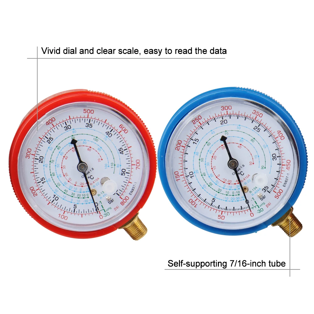Car Auto Low&High Pressure Gauge Refrigeration AC Air Conditioner Manifold Gauge R134A