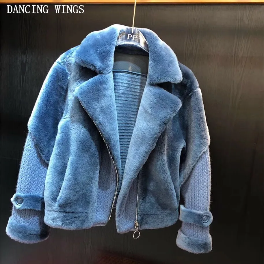 Real Fur Coat Female 2018 Fashion Icelandic Wool Fur Women Double-faced Coat Stitching Knitted Long Sleeve Motorcycle jacket Real Fur Coat Female 2018 Fashion Icelandic Wool Fur Women Double-faced Coat Stitching Knitted Long Sleeve Motorcycle jacket