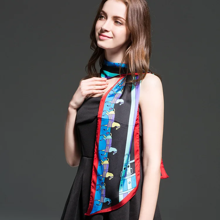 TTIGLHOH Damen Halstuch Mit Süßem Schweine-Motiv - Leichter Seidensatin Schal