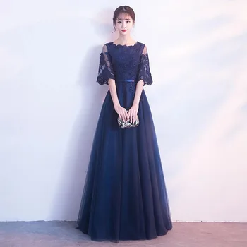 

Beading Half Sleeve Evening Dress 2019 Appliques A-Line Prom Dresses Party Dress of the day Floor Length robe de soiree