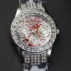 Мода Дизайн кристалл часы Leopard часы кожа леди смотреть новый Freeship круто