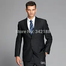 Bespoke сделано две кнопки черная полоса Нотч лацкан свадебные костюмы для мужчин/Новое прибытие босс мужская одежда/костюм для шафера/мужской свадебный костюм