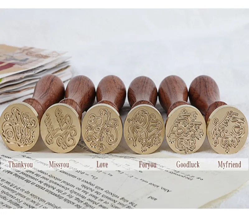 Винтажная восковая печать с 6 рисунками буквами алфавита надписью wish blessing