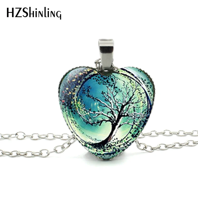 

2016 New Divergent Heart Necklace Divergent Tree Pendant Jewelry Women Heart Necklace Art Glass Necklace HZ3