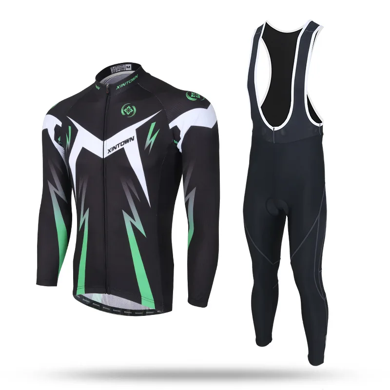 

2 Color New Men Cycling Long Sleeve Sets Anti-sweat Jersey and Bib Pants with GEL Pad Bike Bicycle Riding Shirt Suit Sportswear