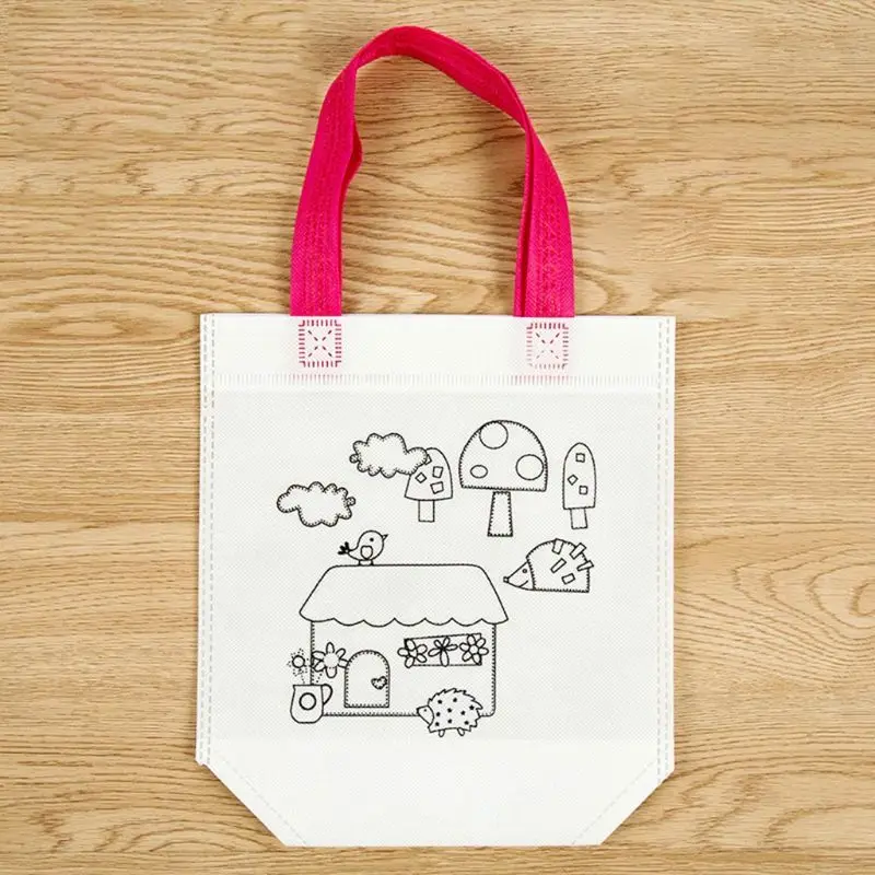 DIY экологическая граффити сумка ручной работы картина детский сад Tote сумки Пазлы для детей Подарки для детей Рисование игрушки