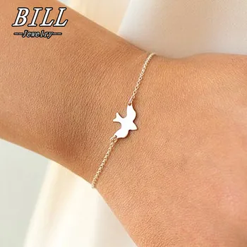 

SL236 Tiny Peace Dove Bracelet Soar Flying Birds Bangle Little Cute Swallow Baby Bird Abstract Bracelets Minimalist Jewelry HOT