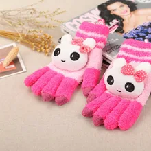 Женские вязаные перчатки с сенсорным экраном с милой пандой и кроликом плюс бархатные Утепленные зимние стильные