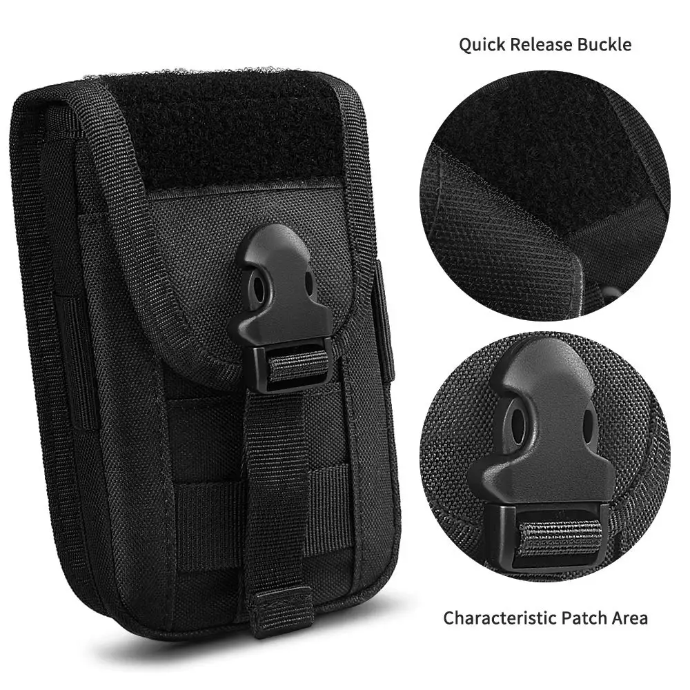 

Tactical Molle Pouch Compact EDC Utility Gadget Waist Bag Pack with Cell Phone Holster and Card Slots for 4"-5.7" Phone
