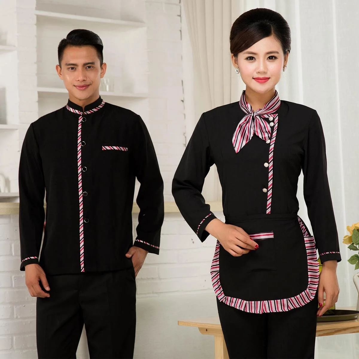 Women Chinese Restaurant Waitress Uniform Tea Shop Food Service Chef