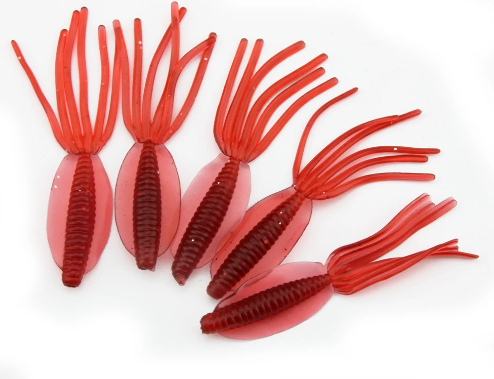 30pcs Soft Squid Baits Colorful Freshwater Lure Tube Baits 6 Colors 0.8g Soft Artificial Pesca Worm Grub Squid Lures Bait  (5)
