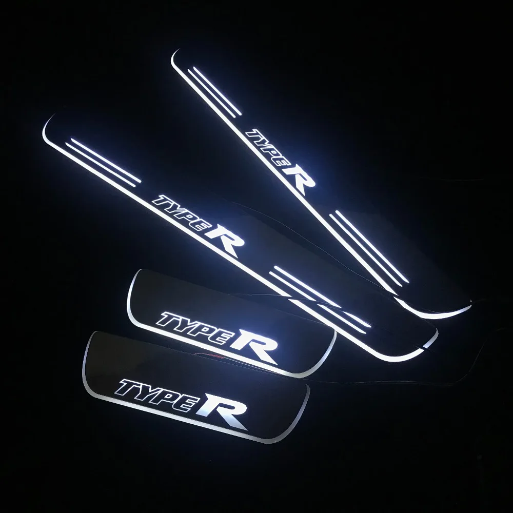 RQXR led движущиеся дверные потертости для Honda Civic dynamic дверные подоконники пластины с плоской подкладкой наложения потока/фиксированный свет, 4 шт