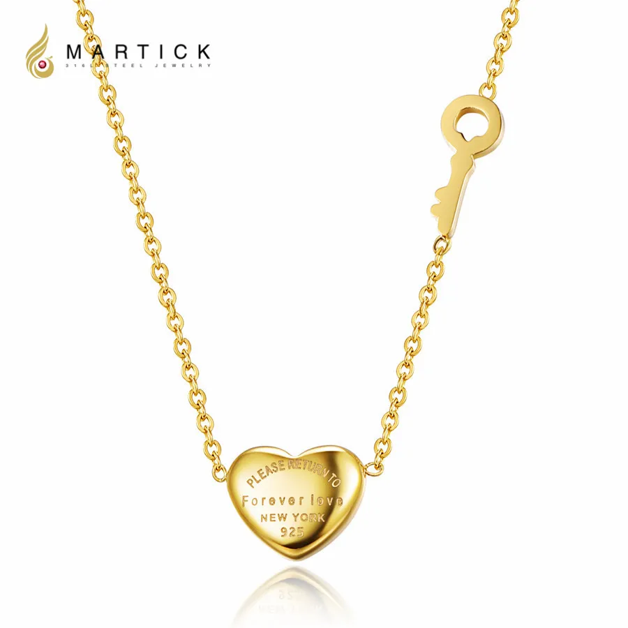 Martick 316L Подвеска из нержавеющей стали золотого цвета в форме сердца Вечная любовь