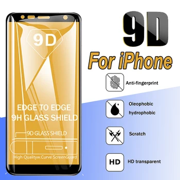 

50pcs 9D Full Cover Tempered Glass For iPhone XS Max XR X 8 7 6 6S Plus Toughen Protective Film Anti-Scratch Screen Protetcor
