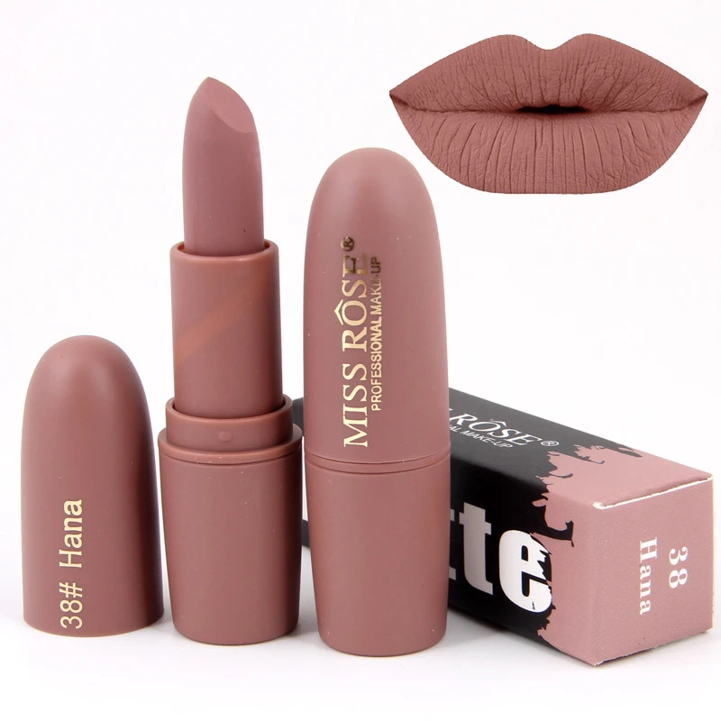 2017 New Lipsticks For Women Sexy Brand Lips Color Cosmetics Waterproof Long Lasting Miss Rose Nude Lipstick Matte Makeup