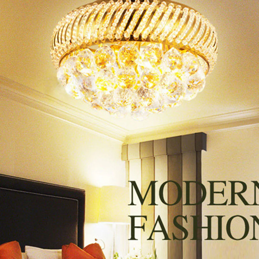

Gold Crystal Ceiling Light LED Home Lighting Kitchen Lighting 110-220v Modern Led Crystal Ceiling Lights for Living Room