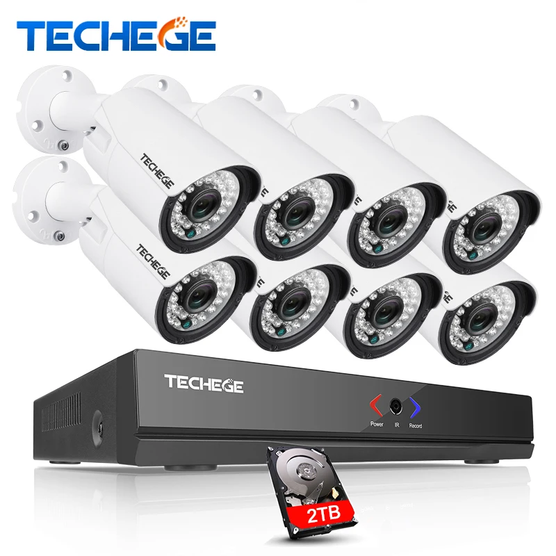 Techege 8CH 1080 P 48 В POE NVR 720 CCTV Системы 1500TVL открытый Водонепроницаемый IP66 1MP IP Camdera P2P