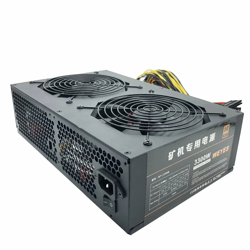 3300 Вт источник питания 8 GPU 6 + 2PIN бесшумный шахтерский станок черный для машины эфириума Высококачественный Компьютерный источник питания 3300 Вт источник питания 8 GPU 6 + 2PIN бесшумный шахтерский станок черный для машины эфириума Высококачественный Компьютерный источник питания