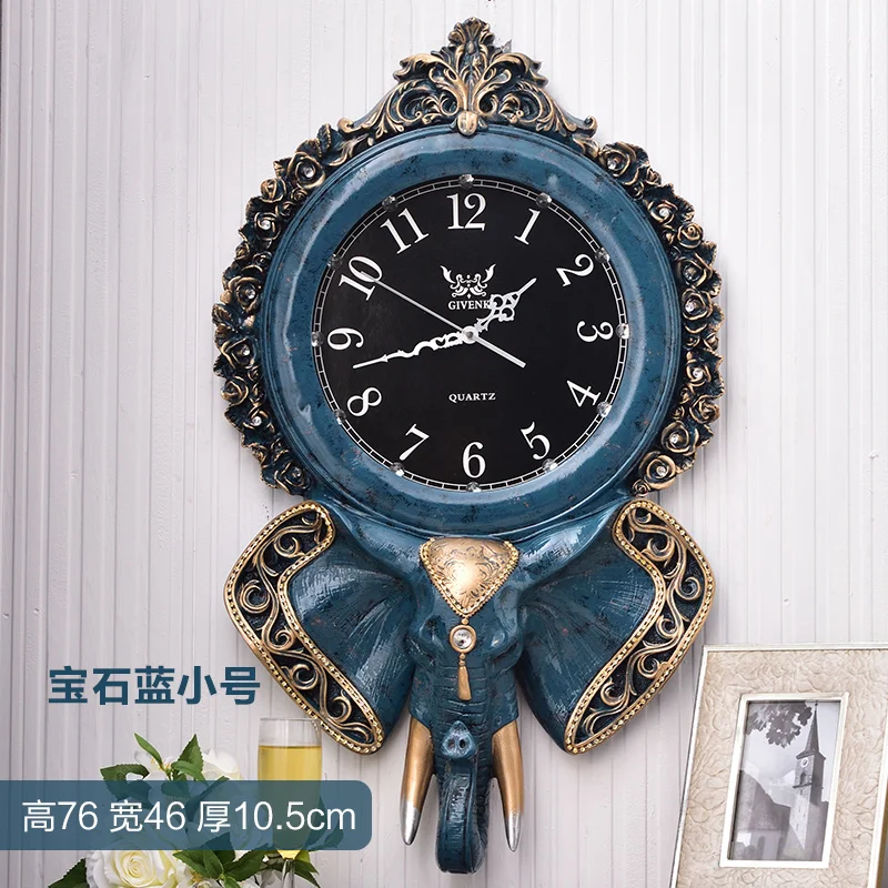 Retro Wall Clock Villa Wall Clock Elephant Color:I-46X10.5X76cm