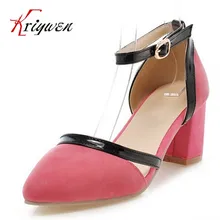 Hot sale Plus size 34-43 Fashion women pink color high thin heels pumps brand buckle pointed toe suede leather dress lady shoes
