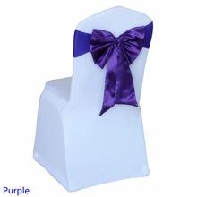 Фиолетовый цвет стул пояс Бабочка Стиль атласный пояс с лайкрой пояс подходит для всех стульев спандексовые свадебные чехлы на стулья пояс