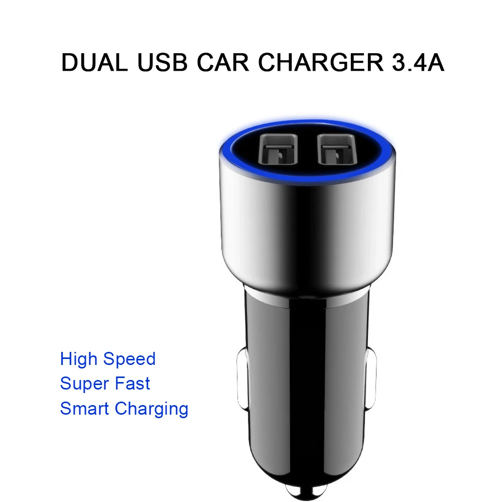 Автомобильное зарядное устройство VOXLINK с двумя usb-портами 5V3. 4A для iPhone iPad samsung Galaxy htc Xiaomi huawei, быстрая зарядка в автомобиле