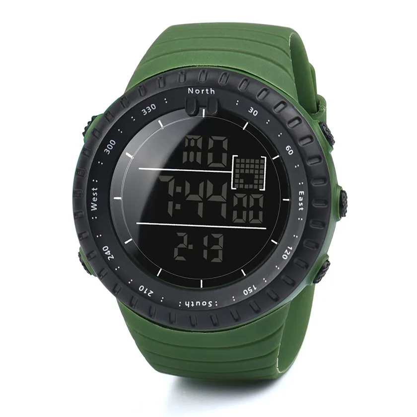Модные Черные Спортивные резинкой Для мужчин цифровой армии Военная Униформа кварцевые наручные часы функция будильника #1010 B