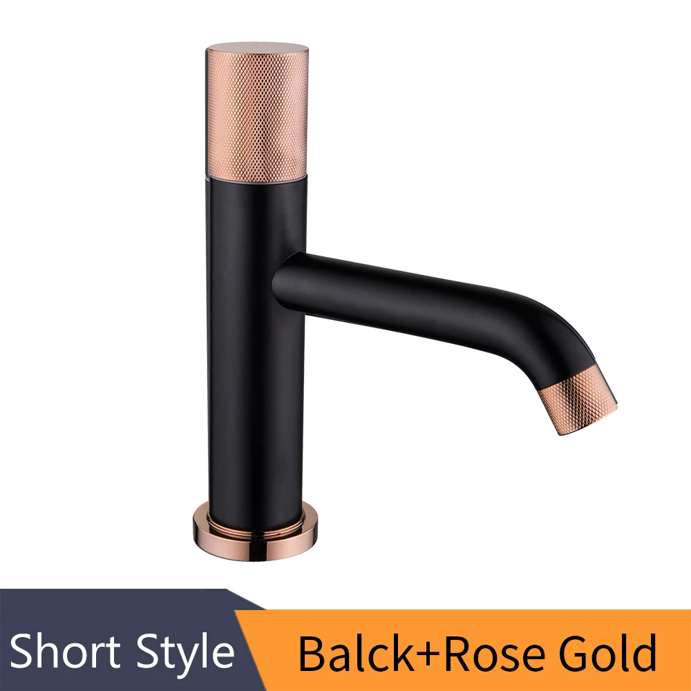 Basin Faucet Retro Black Faucet Taps Bathroom Sink Faucet Single Handle Hole Deck Vintage Wash Hot Cold Mixer Tap Crane 855762 - Цвет: Black and Rose Gold