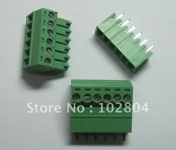 

60 pcs 6pin/way Pitch 3.5mm Screw Terminal Block Connector Green Color T Type with pin