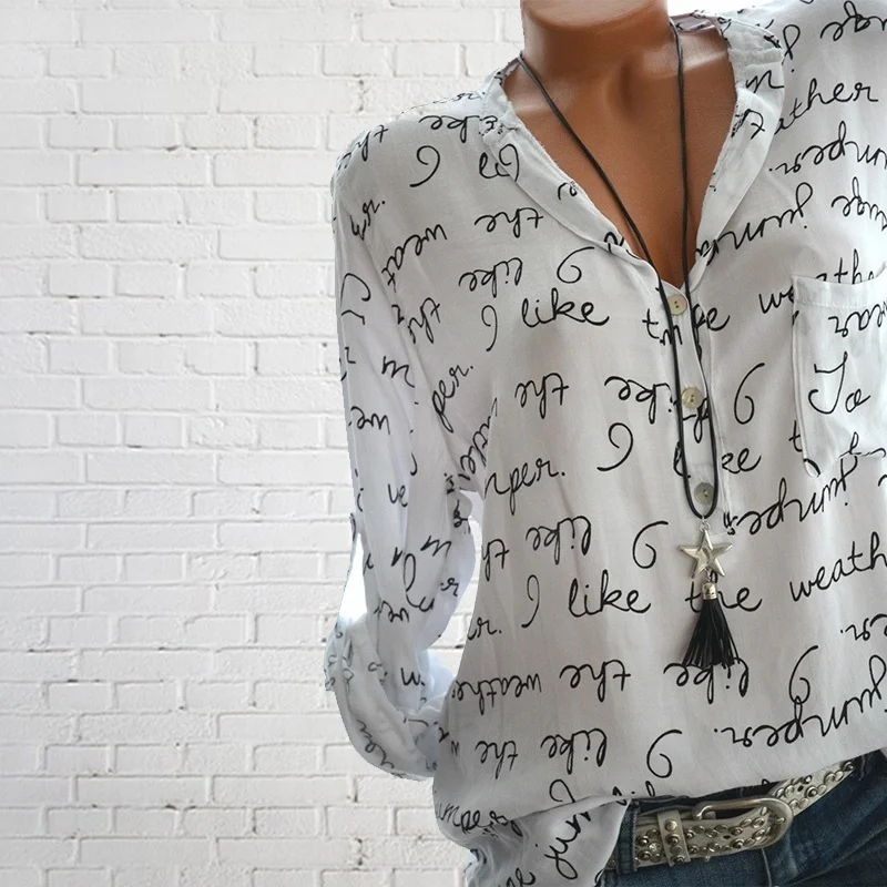 Women Fashion Letters Printed T Shrits V Neck Festivals Classics Elegance Love Button Long Sleeved Comfort Tops Blouse Women Fashion Letters Printed T Shrits V Neck Festivals Classics Elegance Love Button Long Sleeved Comfort Tops Blouse