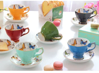 

Select British Royal Bone China Coffee Cups Lover Couple Mugs Ceramic Tea Cup & Saucer Set Advanced Porcelain Mug For Gift