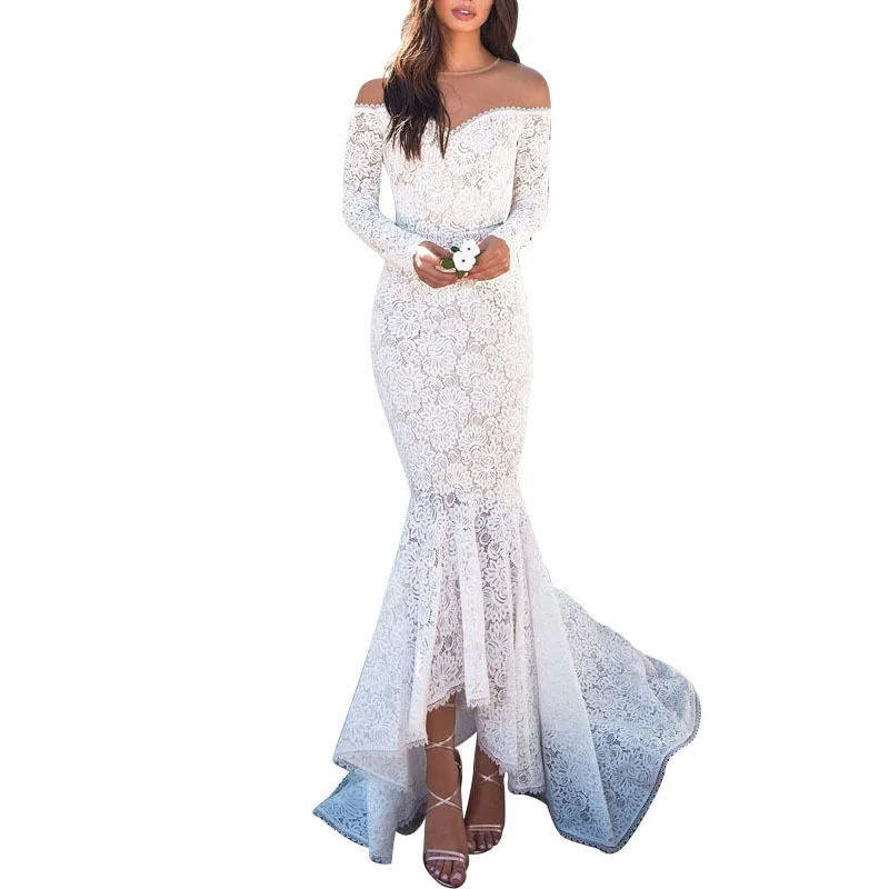 ZTVitality 2018 Vestidos Новое сексуальное однотонное белое кружевное длинное платье